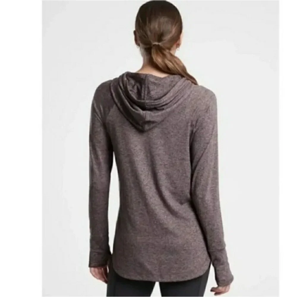 Athleta Uptempo Hoodie Sweatshirt Aubergine Heathered Purple NWT - Picture 5 of 14